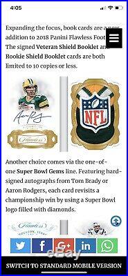 AARON RODGERS 2018 Flawless Packers NFL Shield Auto 1/1 Autograph Holy Grail