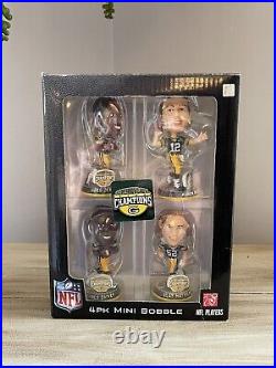 AARON RODGERS + Green Bay Packers NFL Super Bowl XLV 3 Mini Bobblehead Set NIB