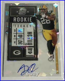 AJ Dillon 2020 Contenders Optic Cracked Ice Rookie Ticket Auto /22 Packers