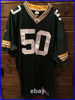 AJ Hawk #50 Green Bay Packers Reebok Players STITCHED NFL Green Jersey Size 58
