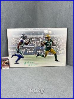 Aaron Jones Autographed Green Bay Packers 10K Wave 16x24 Canvas JSA COA