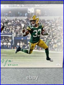 Aaron Jones Autographed Green Bay Packers 10K Wave 16x24 Canvas JSA COA