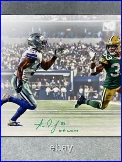 Aaron Jones Autographed Green Bay Packers 10K Wave 16x24 Canvas JSA COA