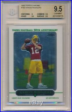 Aaron Rodgers 2005 Topps Chrome 190 Rc Rookie Green Bay Packers Bgs 9.5 Gem Mint