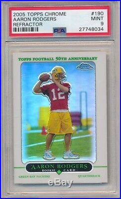 Aaron Rodgers 2005 Topps Chrome #190 Rc Rookie Refractor Packers Sp Psa 9 Mint