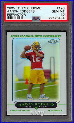 Aaron Rodgers 2005 Topps Chrome Refractor #190 PSA 10 Rookie Card Low Pop RC
