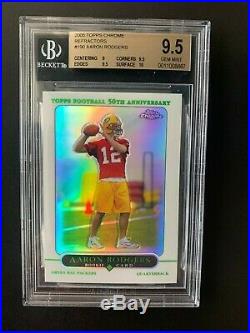 Aaron Rodgers 2005 Topps Chrome Refractor Rookie Rc #190 Bgs 9.5 Gem Mint 10 Sub