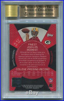 Aaron Rodgers 2005 Topps Finest Rookie Auto BGS 9.5 Gem Mint 16/299