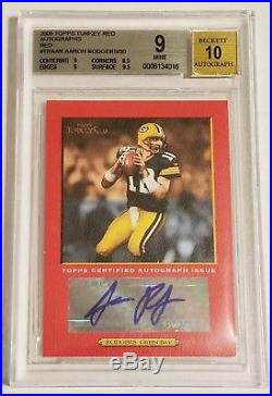 Aaron Rodgers 2005 Topps Turkey Red Auto Red Border Parallel Rookie /50 BGS 9/10