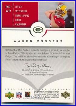Aaron Rodgers 2005 Ud Reflections Rc Rookie Red Autograph Packers Auto Sp #/100