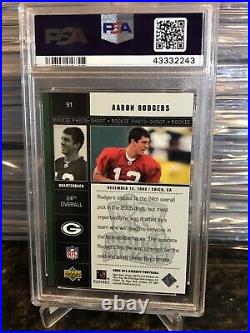 Aaron Rodgers 2005 Upper Deck Kickoff #91 Rc Rookie Packers Psa 10 Pop 58 Rare