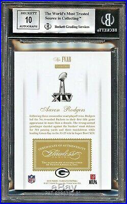Aaron Rodgers 2016 Flawless Victory Super Bowl XLV Champions Auto #4/5 Bgs 9/10