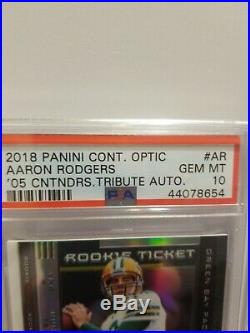 Aaron Rodgers 2018 Panini Optic Contenders Tribute 2005 10/10 Auto PSA GEM 10