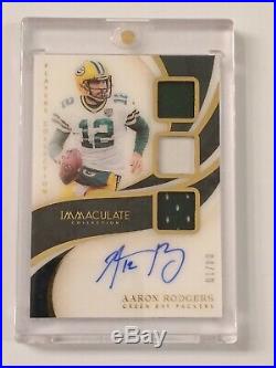 Aaron Rodgers 2019 Panini Immaculate Triple Relic ON CARD Auto # 4/10 Packers