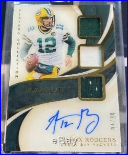 Aaron Rodgers 3 Patch Auto Immaculate Players Collection #6/10 Green Bay Packers