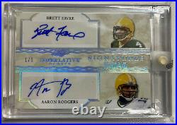 Aaron Rodgers Brett Favre Dual Auto True 1/1 Card Rare! 1/1 Green Bay Packers