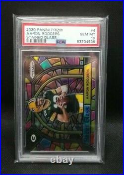 Aaron Rodgers Panini NFL Prizm Stained Glass 2020 PSA 10 Mint GEM Rare 53734636