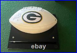 Aaron Rodgers Signed Green Bay Packers Football With Glass Case And COA