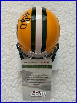Aaron Rodgers Signed Green Bay Packers Riddell Mini Helmet IGA COA
