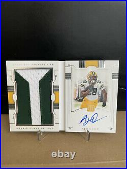Aj Dillon 2020 Panini National Treasures Rpa Patch Auto Booklet /99 Packers