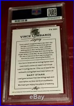 Bart Starr 2012 Leaf Autograph Vince Lombardi Legacy Psa 10 Gem Mint Auto Pop 1