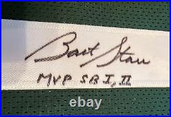 Bart Starr Autographed Embroidered Green Bay Packers Jersey MVP, SB 1 & 2