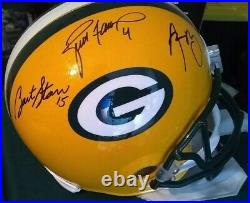 Bart Starr Brett Favre Aaron Rodgers Signed Full Size Helmet Packers Auto
