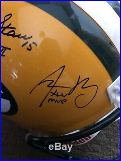 Bart Starr Brett Favre Aaron Rodgers Signed Full Size Helmet Packers JSA LETTER