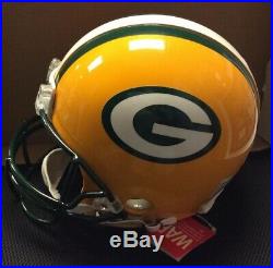 Bart Starr Brett Favre Packers Dual Autographed Riddell Full Size Helmet WithCOA