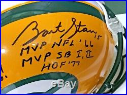 Bart Starr, Favre, Aaron Rodgers Signed Proline Helmet Champs & MVP's JSA Letter