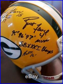 Bart starr Brett Favre Autographed Proline Helmet
