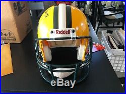 Bart starr brett favre green bay packers autographed football helmet