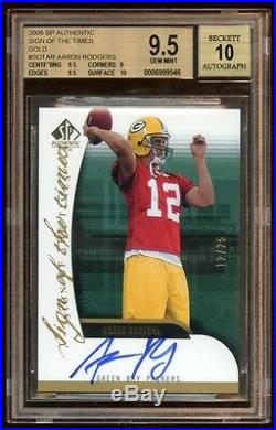 Bgs 9.5 10 Auto Aaron Rodgers Sp Authentic Rc Auto 12/25 Jersey# 1/1 Packers