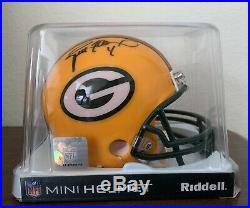 Brett Favre 4 Signed Auto Packers Riddell Mini Helmet with COA, Picture, Holo