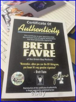 Brett Favre Signed Football Inscripted MVP 4 95' COA WithPic of signing ball