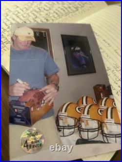 Brett Favre Signed Football Inscripted MVP 4 95' COA WithPic of signing ball