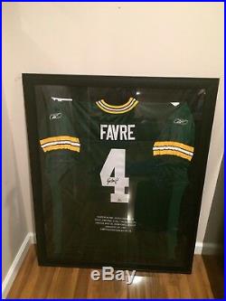 Brett Favre UDA 2/10 Framed Autographed Jersey with Super Bowl stats