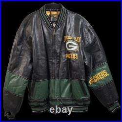 CARL BANKS VTG G3 G-III Carl Banks Green Bay Packers 100% Full Leather Jacket XL