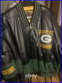Carl Banks Green Bay Packers 100% Full Genuine Leather Jacket XXL