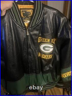 Carl Banks Green Bay Packers 100% Full Genuine Leather Jacket XXL