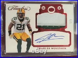 Charles Woodson 2017 Panini Flawless Ruby Red Patch Auto 1/5 Packers Raiders