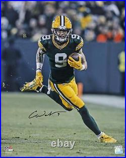 Christian Watson Green Bay Packers Autographed 16 x 20 Running Photograph