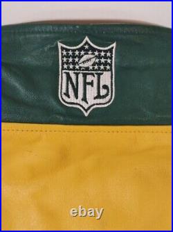 DAMAGED Vintage Jeff Hamilton Green Bay Packers 4X Reebok Leather Jacket
