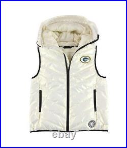 DKNY Womens Green Bay Packers Metallic Puffer Vest, Metallic, Small