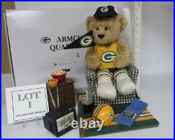 Danbury Mint Armchair Quarterback Bear Green Bay Packers NEW Set with OG Box