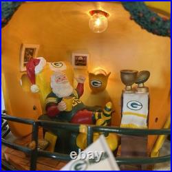 Danbury Mint Green Bay Packers Game Day At Santa's Light Up Helmet Scene Village