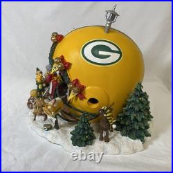 Danbury Mint Green Bay Packers Game Day At Santa's Light Up Helmet Scene Village