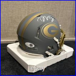 Dontayvion Wicks Signed Green Bay Packers Slate Speed Mini Helmet Jsa