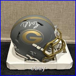 Dontayvion Wicks Signed Green Bay Packers Slate Speed Mini Helmet Jsa