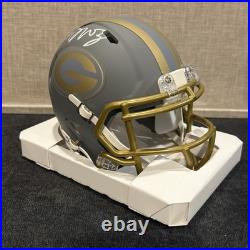 Dontayvion Wicks Signed Green Bay Packers Slate Speed Mini Helmet Jsa